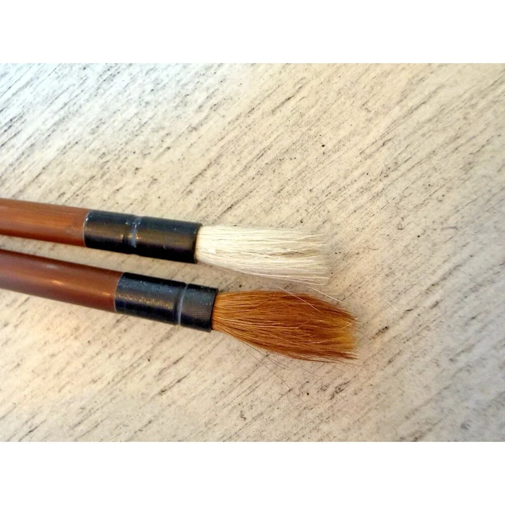 Japanese Calligraphy Set Inkstone Brush Writing Tools Silk Covered Storage Box